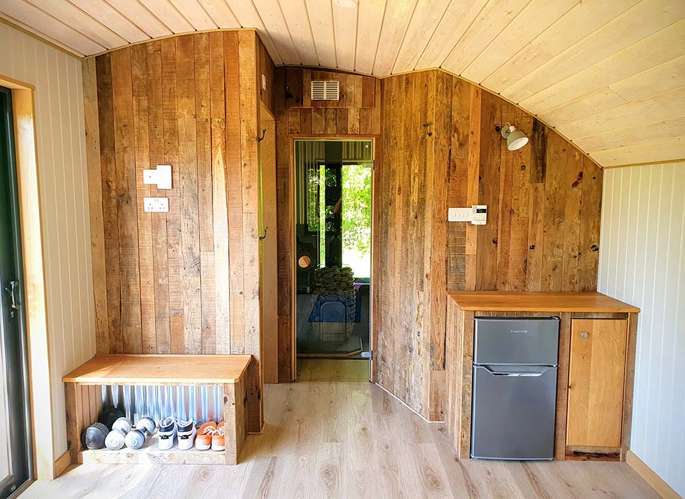 Hand-made, bespoke fitness room designed and built by Malvern Hills Cabins & Glamping Structures